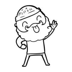 man with beard sticking out tongue