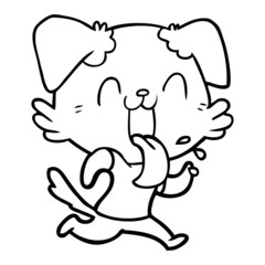 cartoon panting dog running