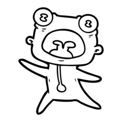 cartoon weird alien running away