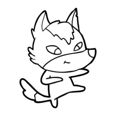 friendly cartoon wolf dancing