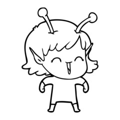 cartoon alien girl laughing