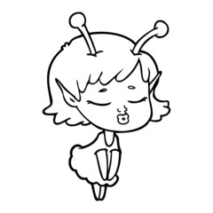 cute alien girl cartoon