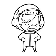 cartoon astronaut woman explaining