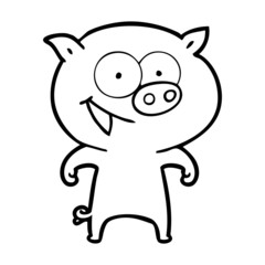 cheerful pig cartoon