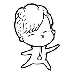cartoon squinting girl