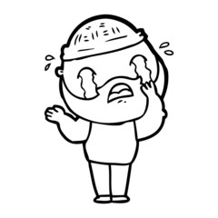 cartoon bearded man crying