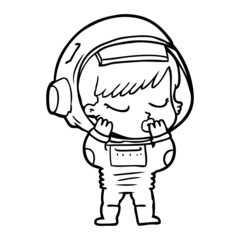 cartoon pretty astronaut girl