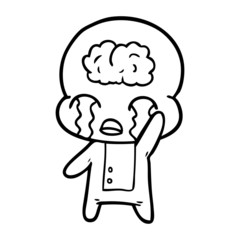 cartoon big brain alien crying