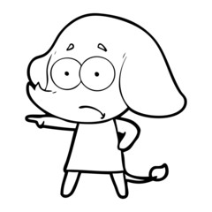 cartoon unsure elephant girl pointing