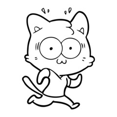 cartoon surprised cat running