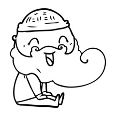 Obraz premium happy bearded man sat down laughing