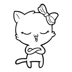 cartoon cat with bow on head