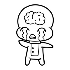 cartoon big brain alien crying