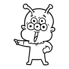 happy cartoon alien pointing