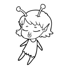 cute alien girl cartoon