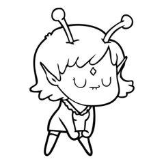 cartoon alien girl doing muscle pose