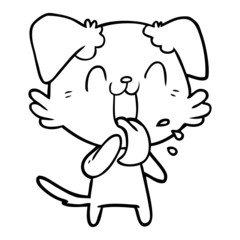 cartoon panting dog
