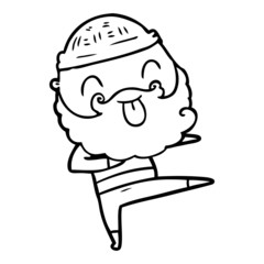 man with beard sticking out tongue