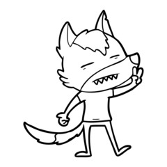 cartoon wolf showing teeth