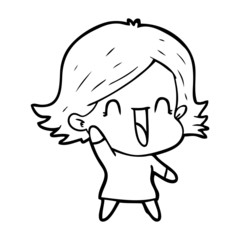 cartoon happy woman