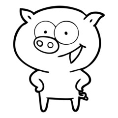 cheerful pig cartoon