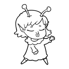 cute alien girl cartoon