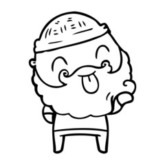 man with beard sticking out tongue