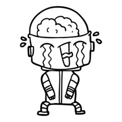 cartoon crying robot