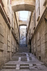 Keuken spatwand met foto old town cobbled street in ancient jerusalem city israel © TravelPhotography