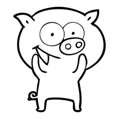 cheerful pig cartoon