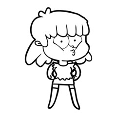 Fototapeta premium cartoon whistling girl