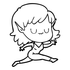 happy cartoon elf girl running