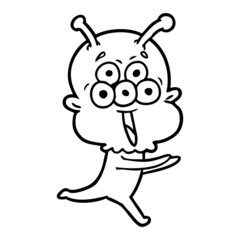 happy cartoon alien running