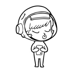 cartoon pretty astronaut girl
