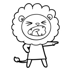 cartoon angry lion in dress