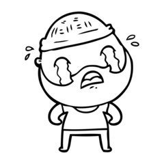 cartoon bearded man crying