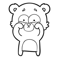 Fototapeta premium cartoon crying bear rubbing eyes