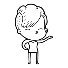 Obraz premium cartoon squinting girl