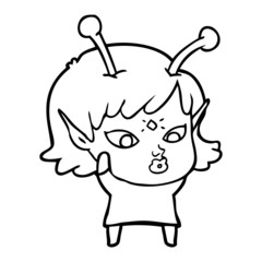 pretty cartoon alien girl