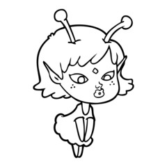 pretty cartoon alien girl