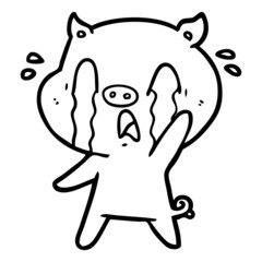 crying pig cartoon