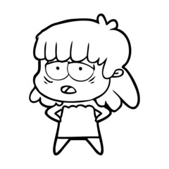 cartoon tired woman