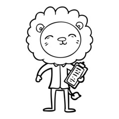cartoon lion in business clothes