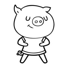 happy cartoon pig