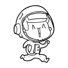 happy cartoon astronaut