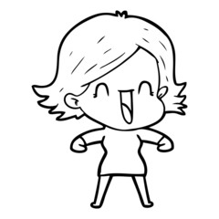 cartoon happy woman