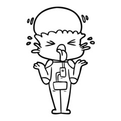 weird cartoon alien shrugging shoulders