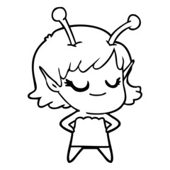 smiling alien girl cartoon