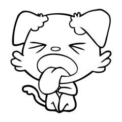 cartoon disgusted dog sitting