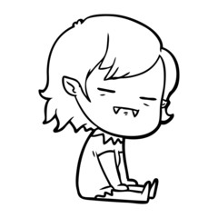 cartoon undead vampire girl sitting